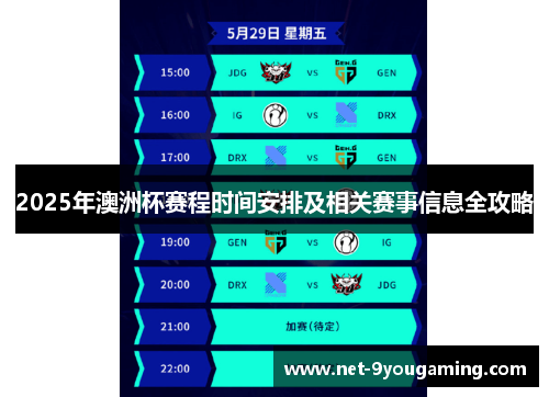 2025年澳洲杯赛程时间安排及相关赛事信息全攻略